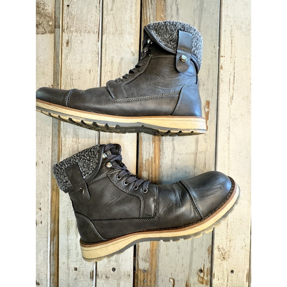 Reserved Footwear Mens  Faux Leather Boots Black / Dark GraySize 9.5 M